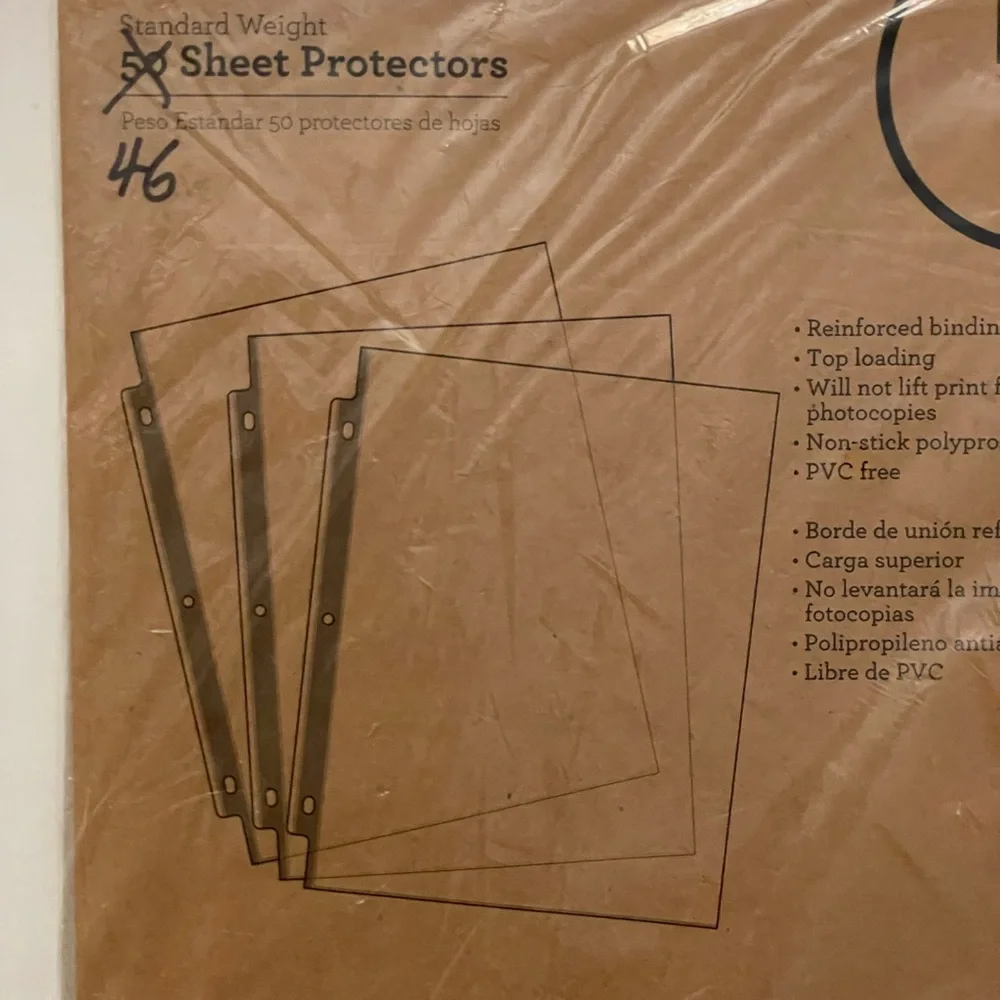 46 Pack Standard Weight Sheet Protectors